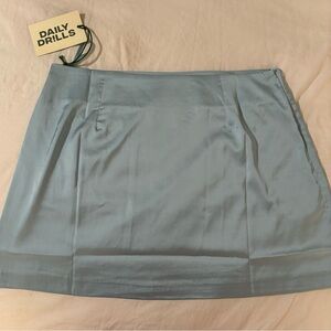DAILY DRILLS!!! Teal satin mini skirt!!!!